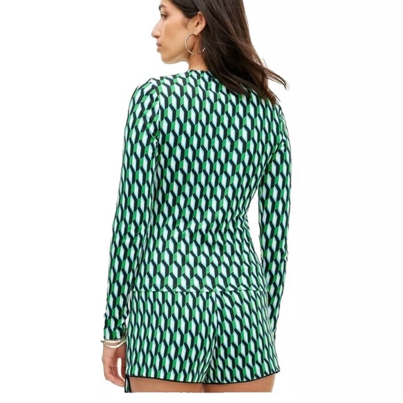 DVF x Target Crewneck Arrow Geo Green Long Sleeve Top Size XXL NWT - Picture 2 of 3